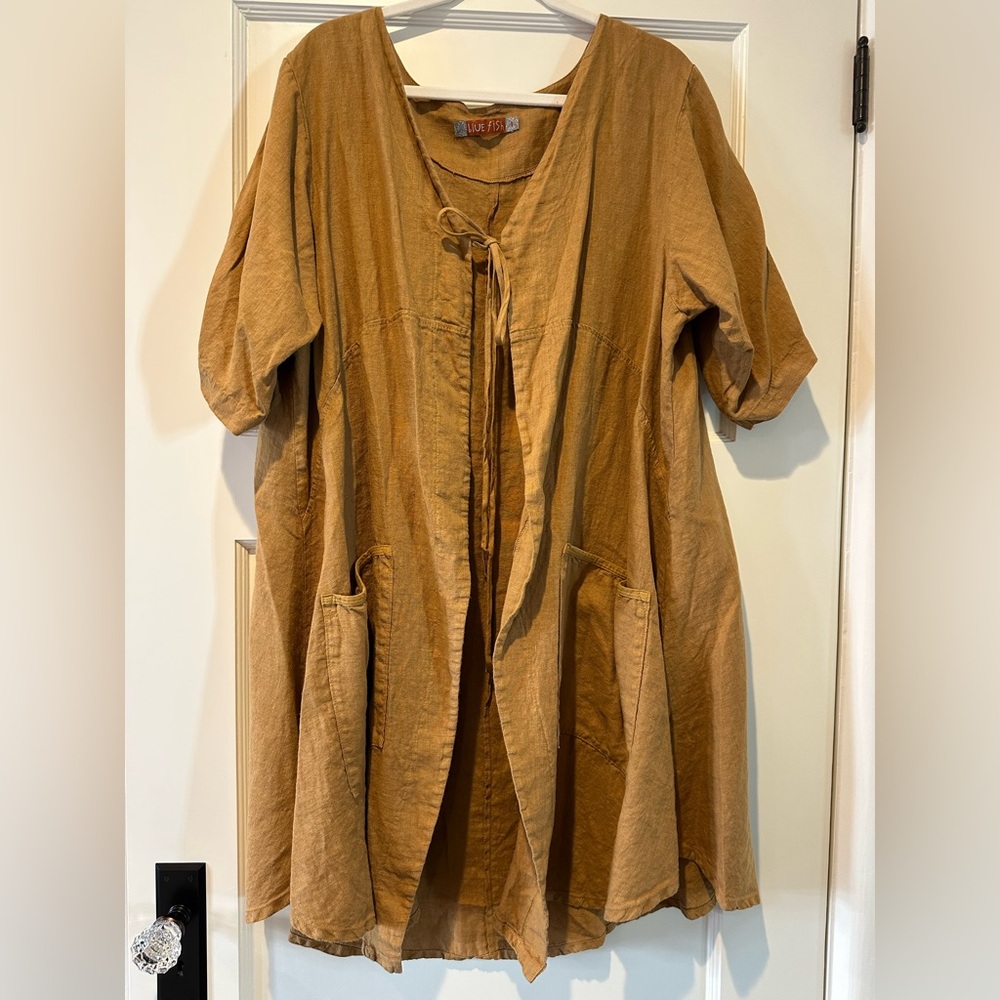 Blue Fish Contrast Cardi in Antique Bronze